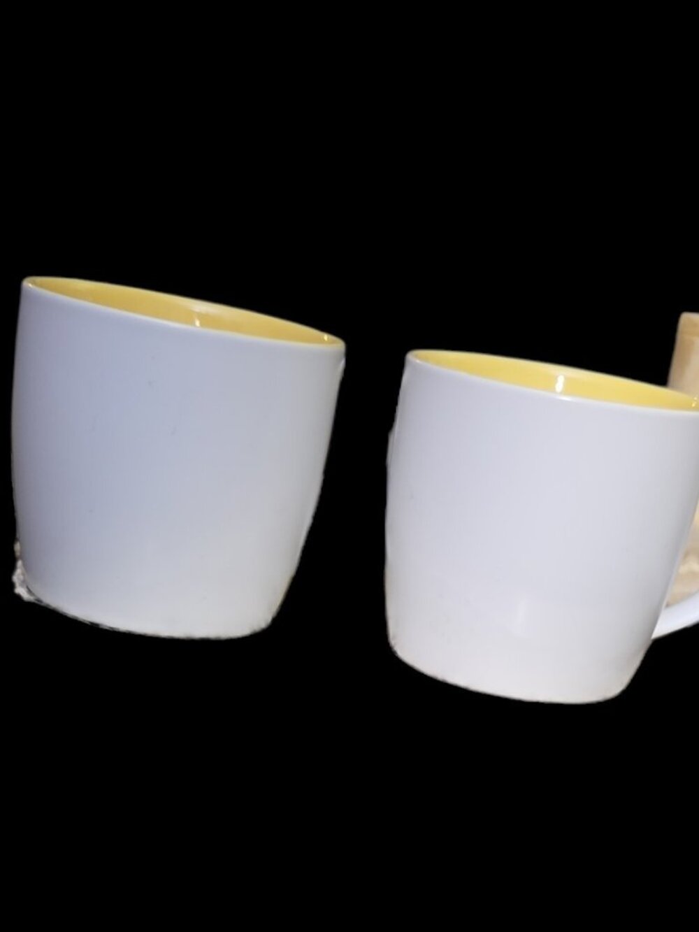 Two Starbucks White with Yellow Inside Ceramic Mugs 2011 - Picture 3 of 5